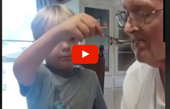 Heartwarming Video Shows 6-Year-Old Boy Patiently Feeding Grandfather With Alzheimer’s
