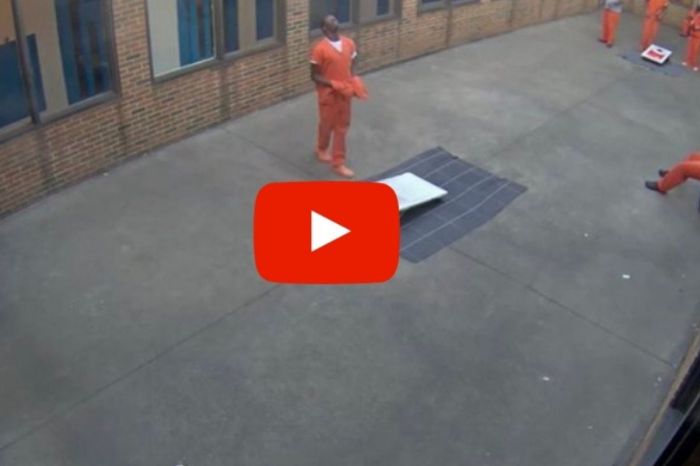 Video Shows Inmate Catching Contraband Dropped By Drone