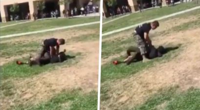 Marine Breaks Up Brawl By Violently Tackling Students to The Ground