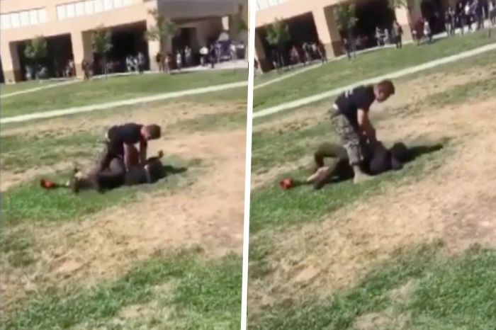 Marine Breaks Up Brawl By Violently Tackling Students to The Ground