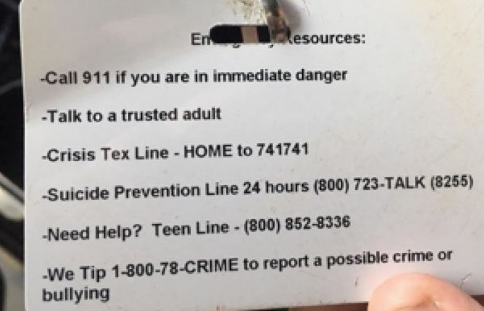 Middle School ID Accidentally Lists Phone Sex Line Instead of Suicide Hotline