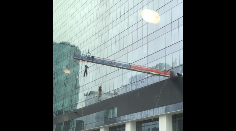 Window Washer Dangling For Dear Life In Crazy Video Rare