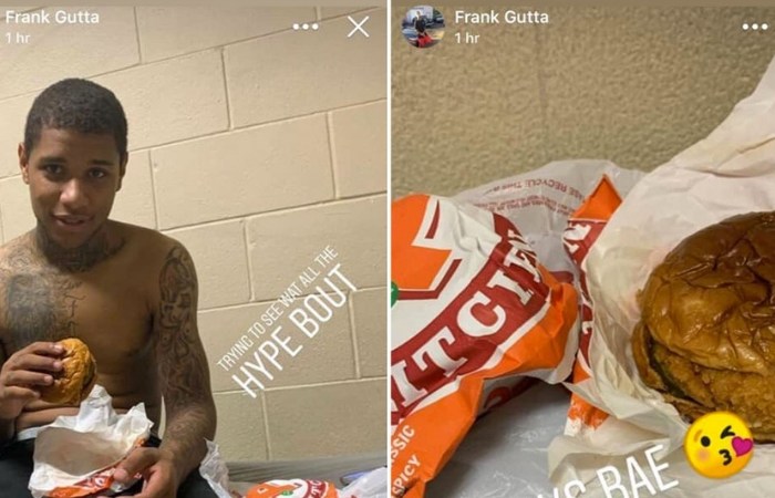 Inmate Posts Pictures of Himself Eating Popeyes Chicken Sandwich in Jail