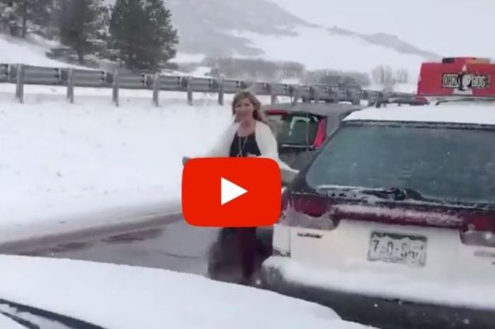 Mom Embarrasses Son By Dancing In Snowstorm Traffic