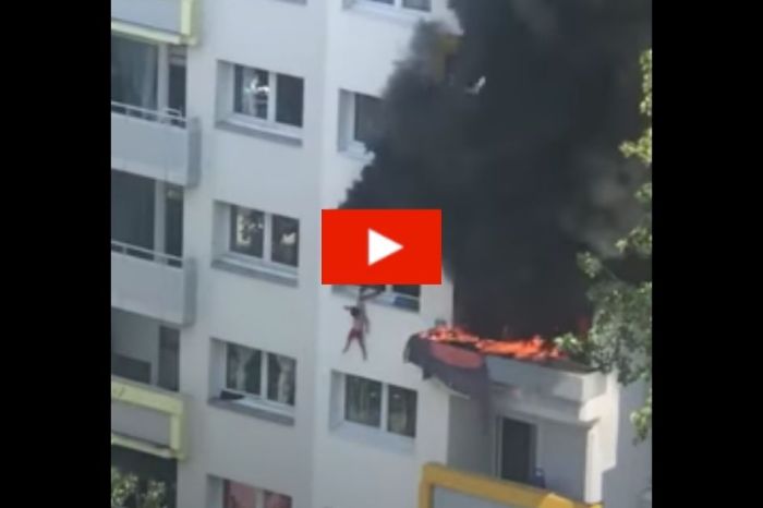 Children Seen Jumping From Burning Apartment Building, Caught by Residents Below