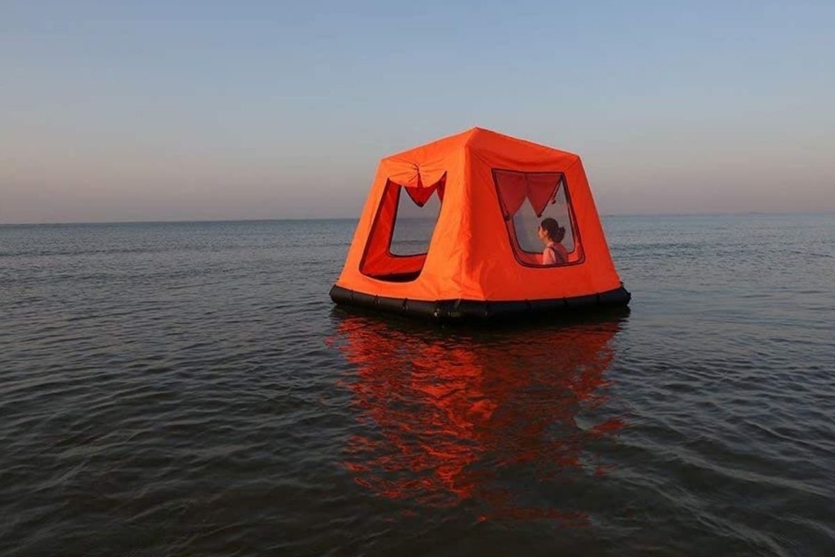 floating tent on water. 