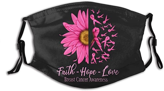 Faith Love Hope Breast Cancer Awareness Men's Women's Print Fashion Washable Reusable Nose -Cover For Cleaning