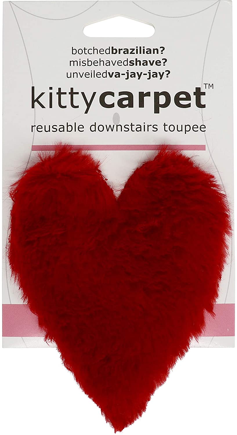 Kitty Carpet Reusable Downstairs Toupee Merkin, Funny Gag Gifts for Women (Red Heart)