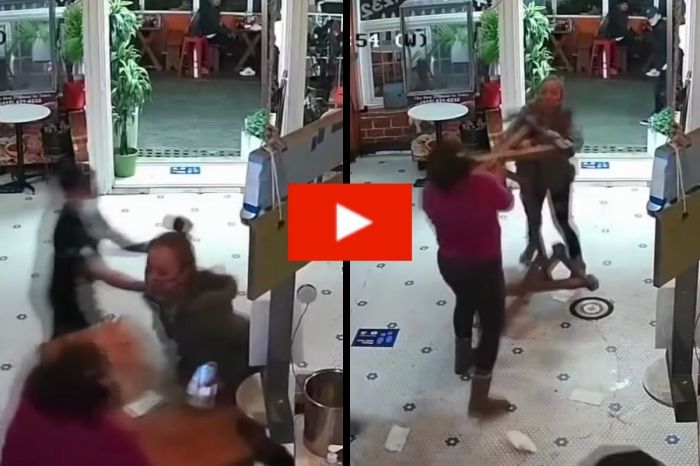 Grandma Fights Angry Customer Causing A Commotion In Her Restaurant