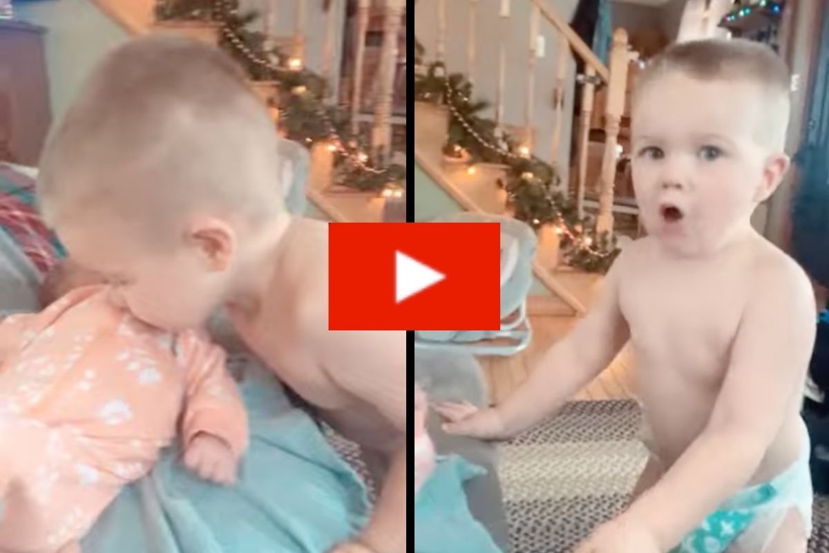 toddler-hilariously-regrets-smelling-baby-sister-s-poopy-diaper-rare