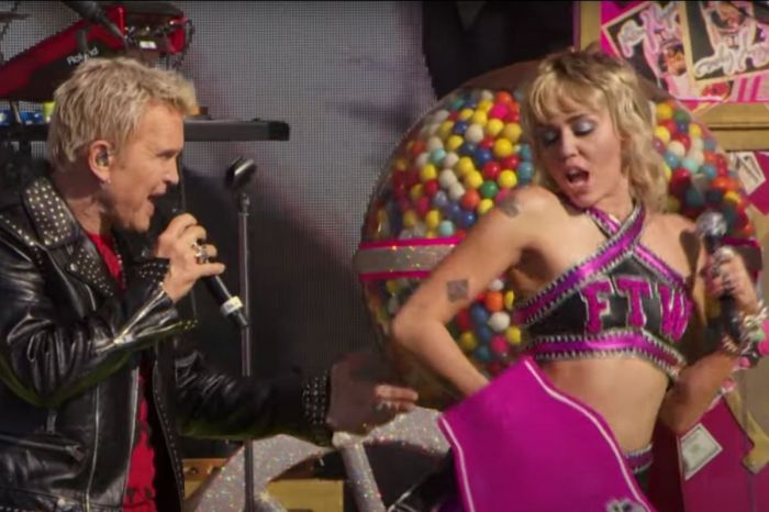 BFFs Billy Idol and Miley Cyrus Nailed the Super Bowl Pregame