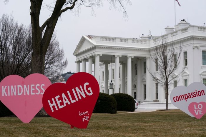 First Lady Dr. Jill Biden Installs Hearts on White House Lawn as Valentine’s Day Surprise