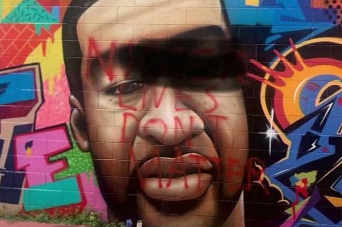 George Floyd Mural in Texas Vandalized with Racial Slur